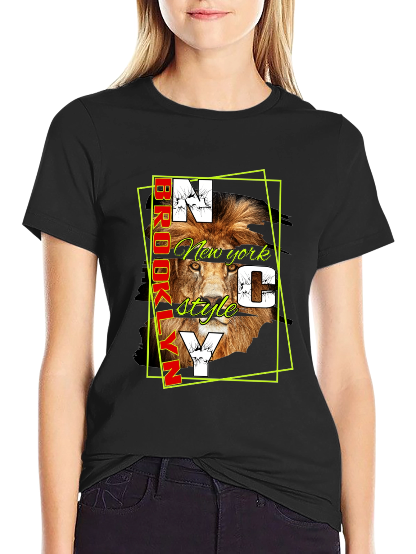 Lion Brooklyn NYC Style Graphic Tee