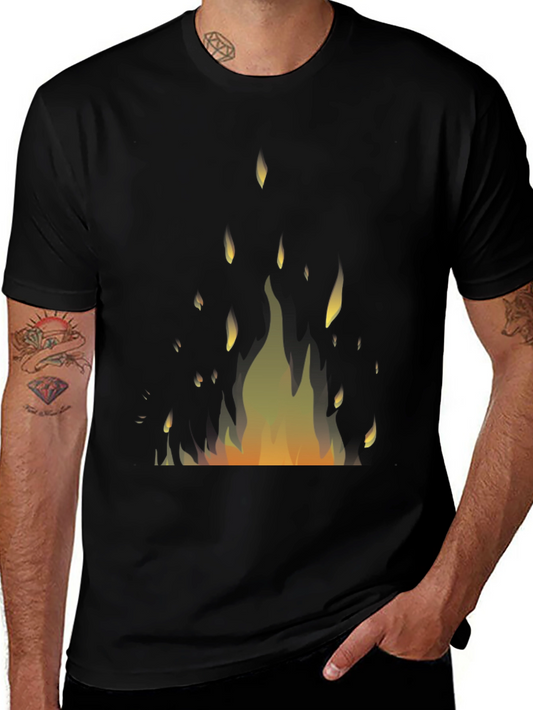 Fiery Inferno Graphic Tee - Black Cotton T-Shirt
