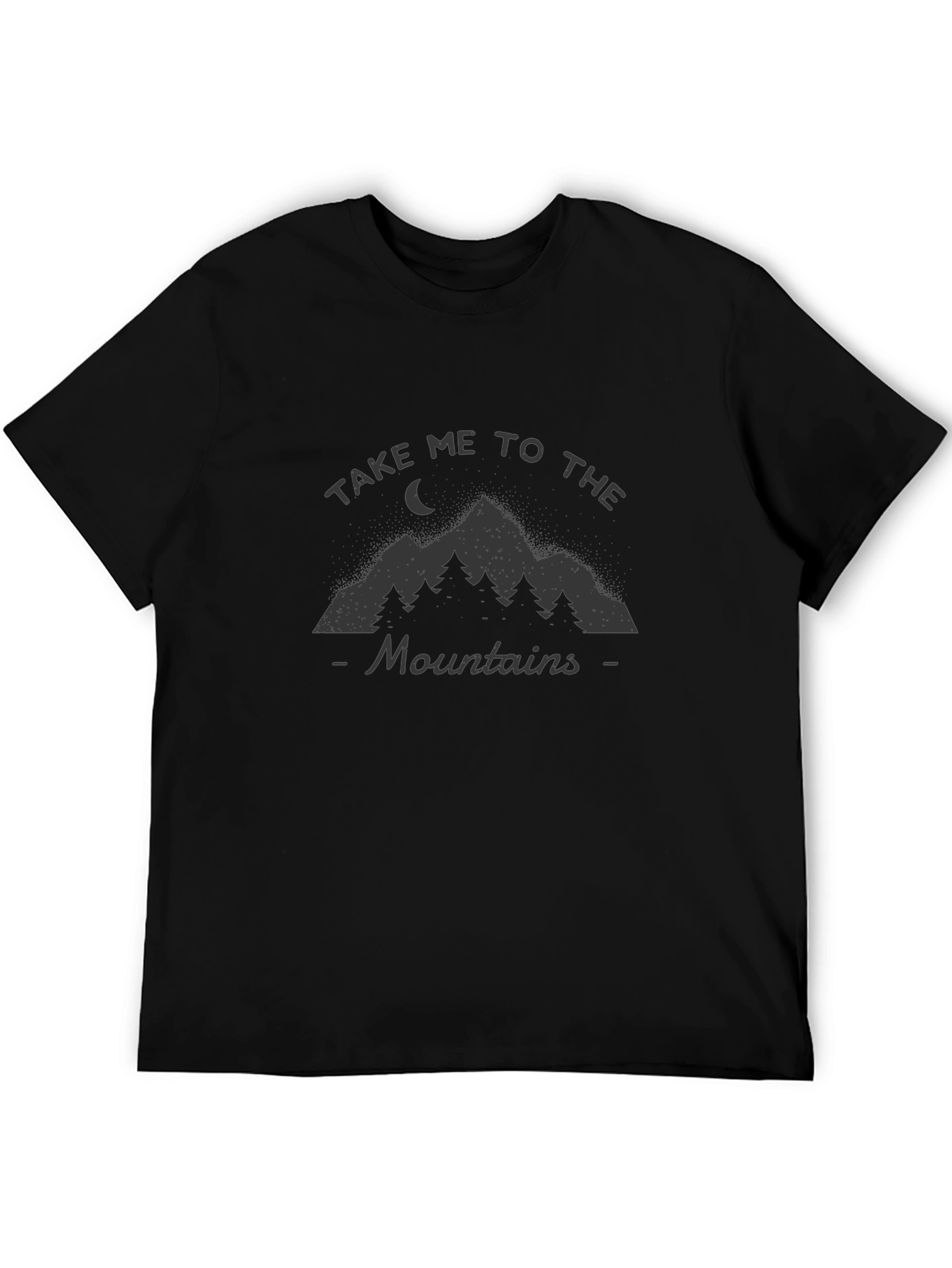 Mountain Adventure Graphic Tee - Black Crew Neck T-Shirt