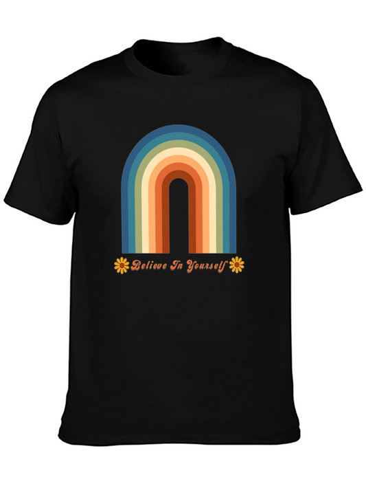 Believe In Yourself Retro Rainbow Graphic Tee