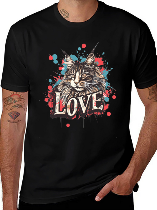 Cat Love Graphic Tee - Unisex Black T-Shirt