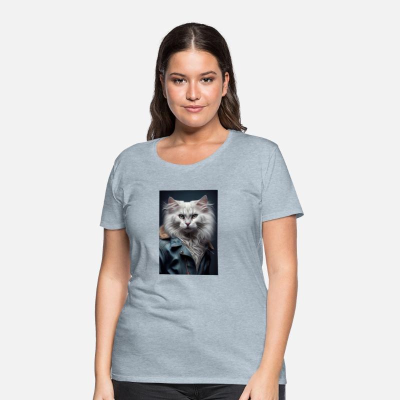 Turkish Angora Cat Breed Portrait wears a leather