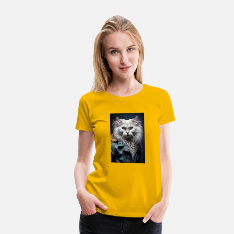 Turkish Angora Cat Breed Portrait wears a leather