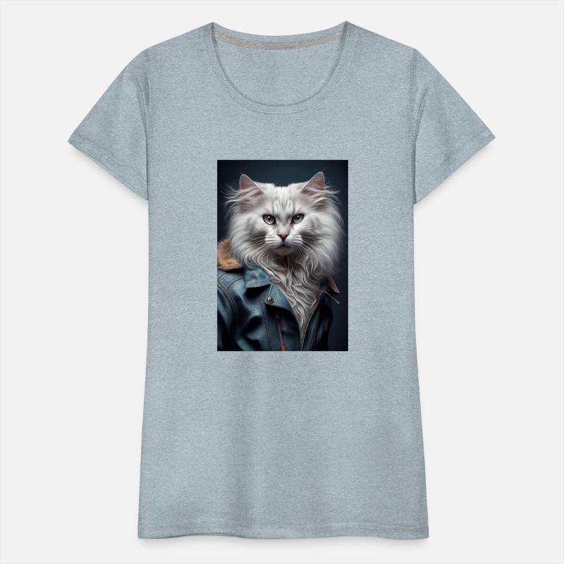 Turkish Angora Cat Breed Portrait wears a leather