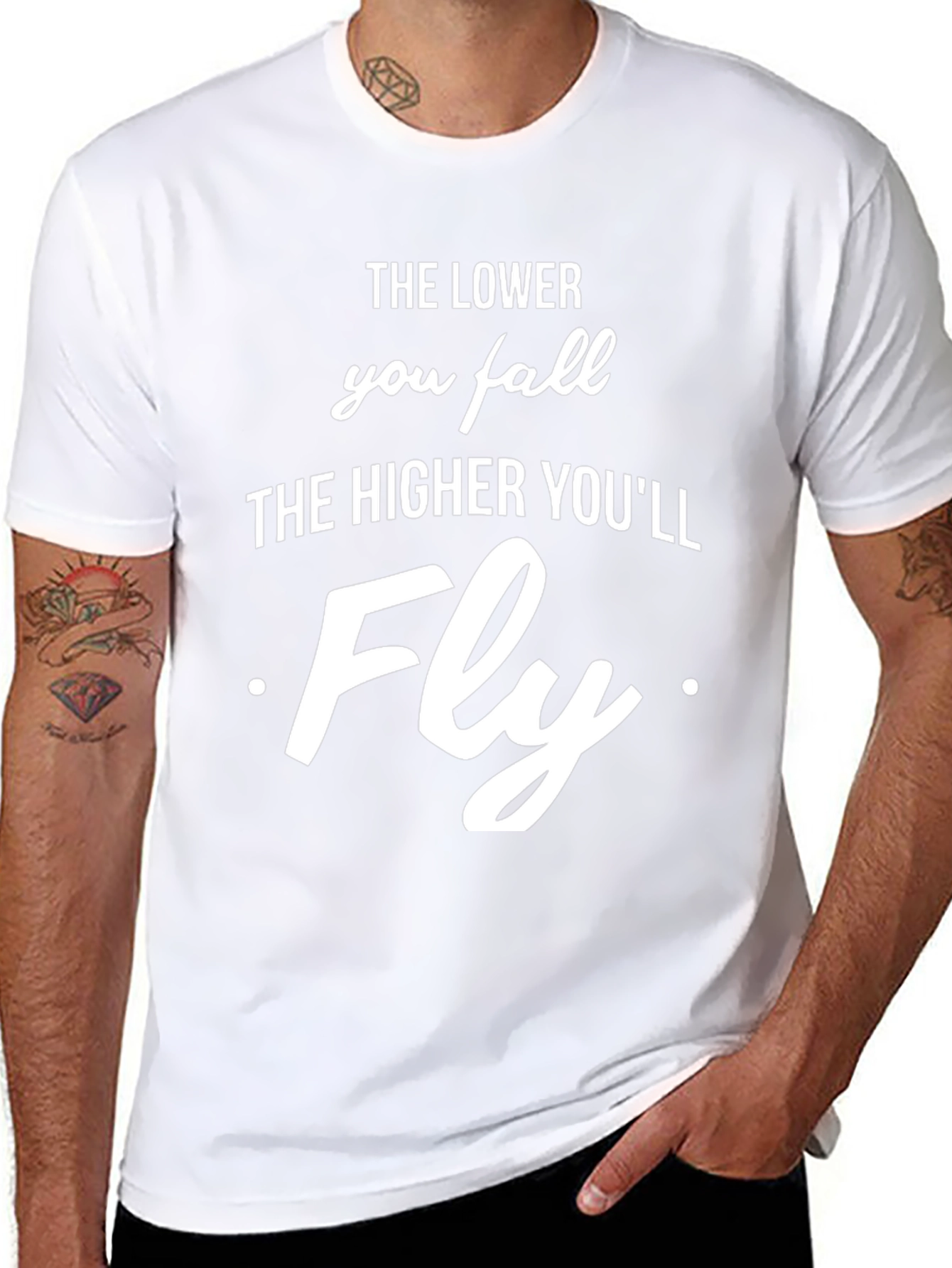 Inspirational Graphic T-Shirt - The Lower You Fall