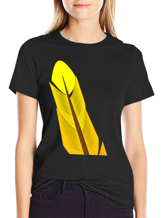 Black T-Shirt with Yellow Feather Graphic