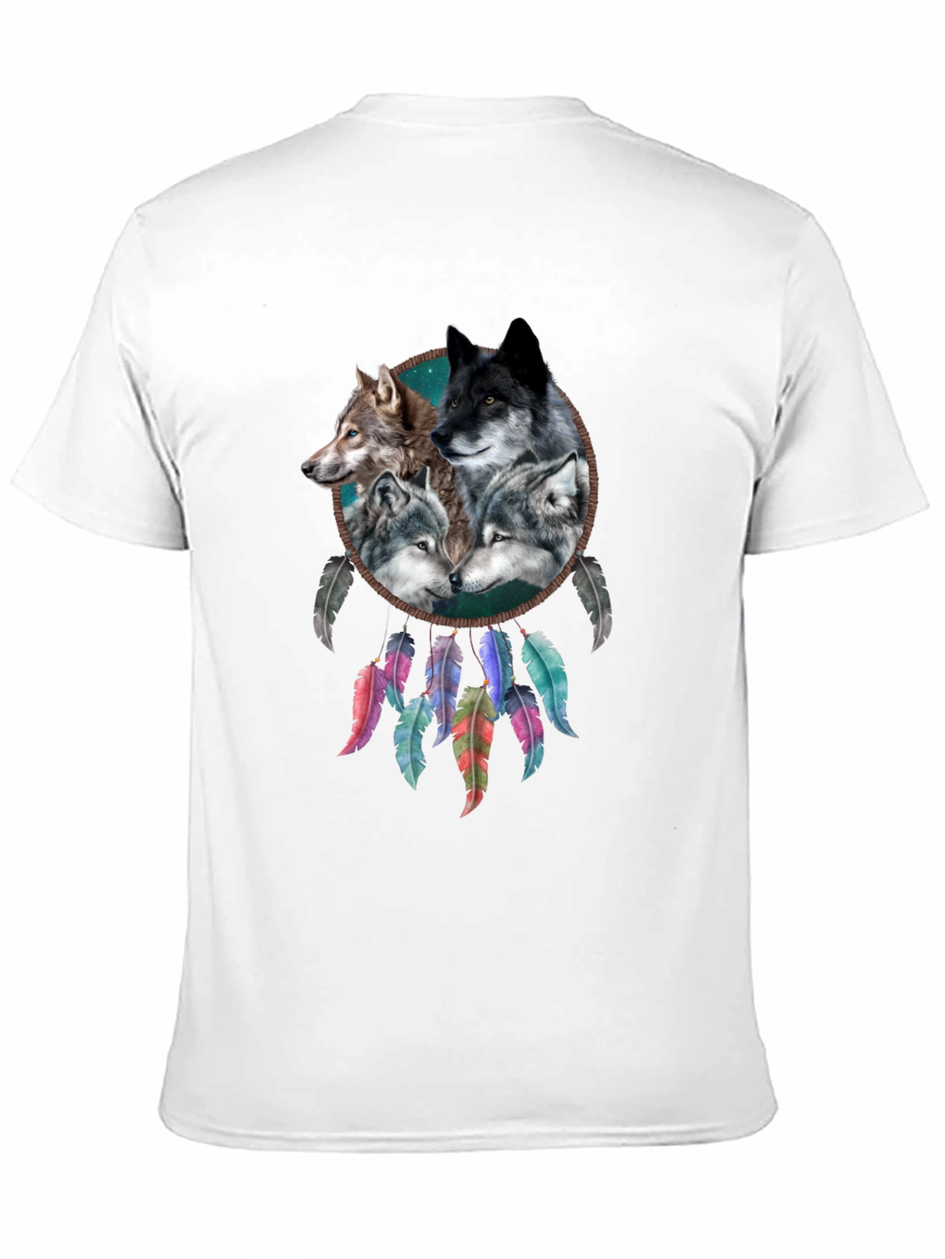 Wolf Dreamcatcher Graphic Tee - Mens Black T-Shirt