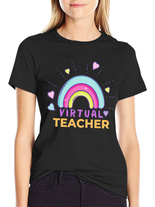 Virtual Teacher Rainbow Graphic T-Shirt