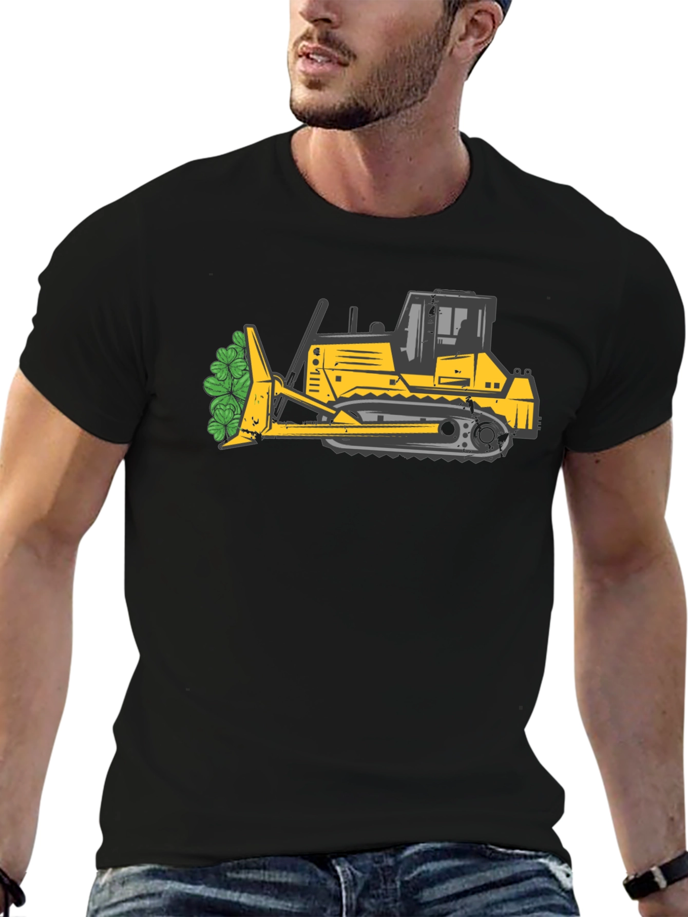 Bulldozer with Shamrocks T-Shirt