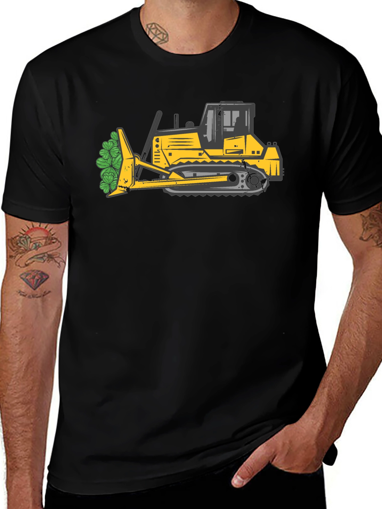Bulldozer with Shamrocks T-Shirt