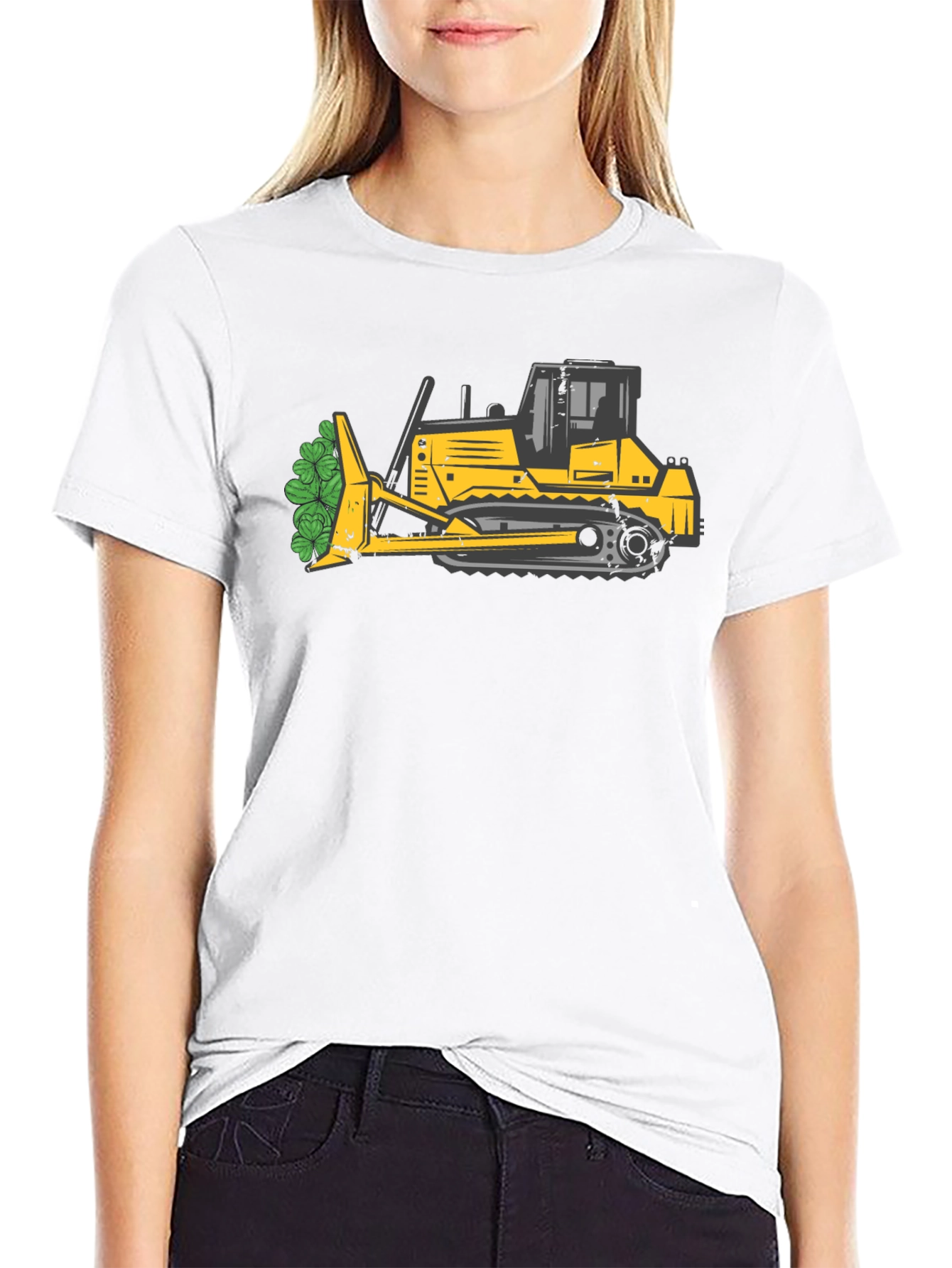 Bulldozer with Shamrocks T-Shirt