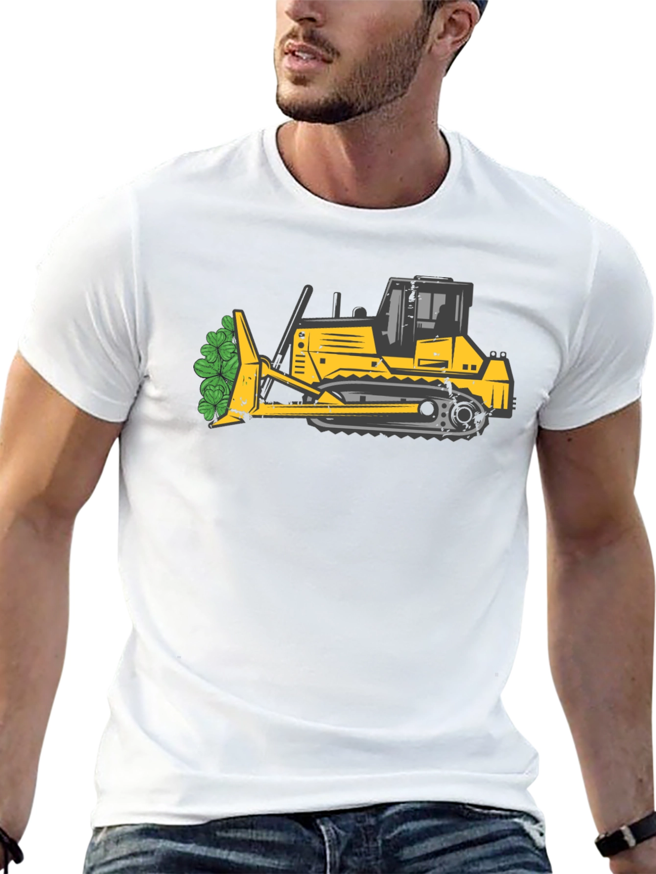 Bulldozer with Shamrocks T-Shirt