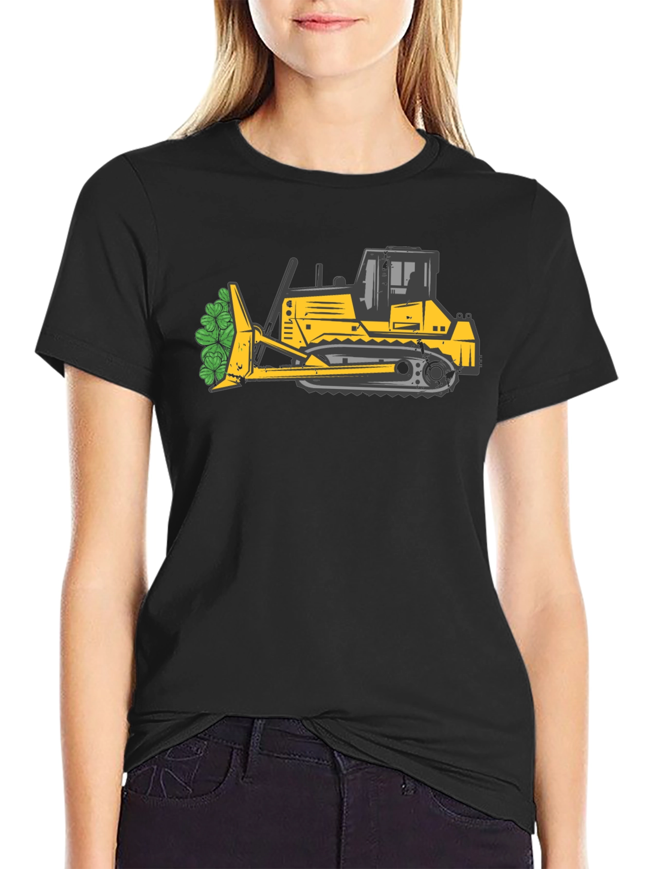 Bulldozer with Shamrocks T-Shirt