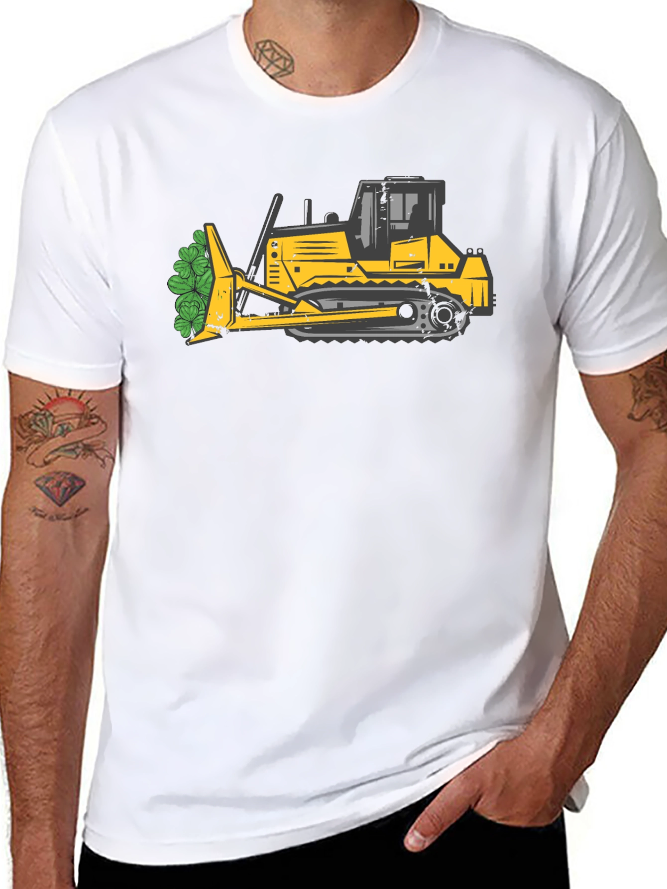 Bulldozer with Shamrocks T-Shirt