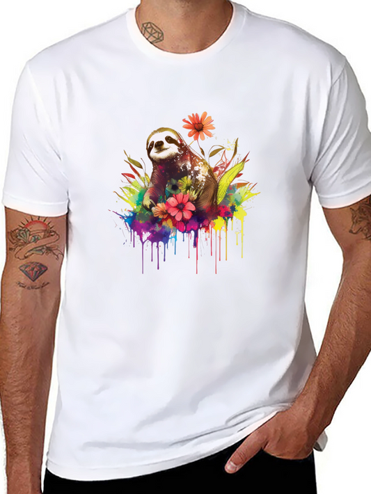 Sloth Floral Graphic Tee - Fun & Stylish