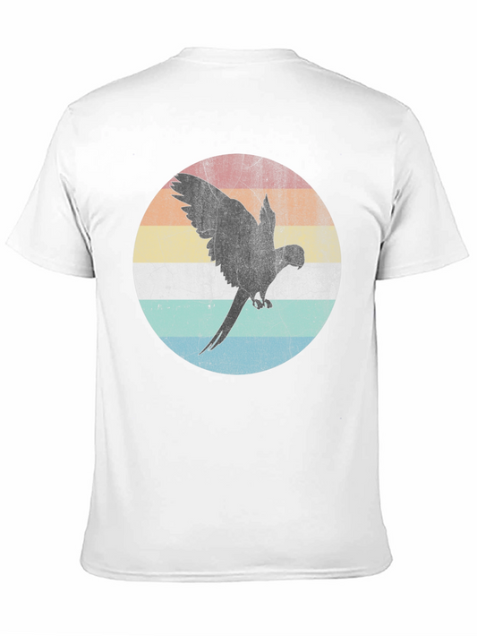 Vintage Parrot Silhouette Graphic Tee - Black Cotton Blend