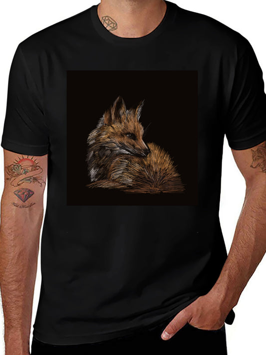 Fox Graphic Print Black T-Shirt