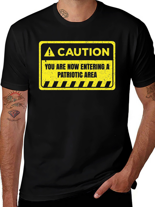 Caution Patriotic Area T-Shirt