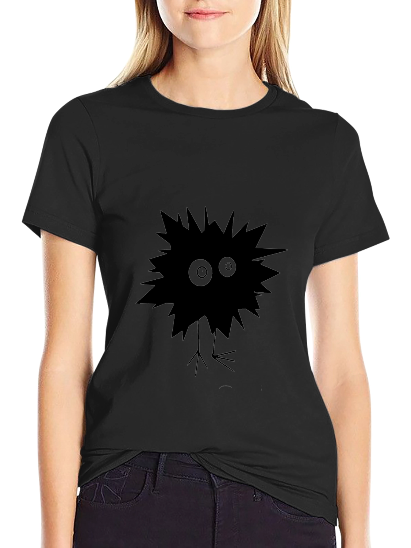Mens Black T-Shirt with Quirky Creature Graphic