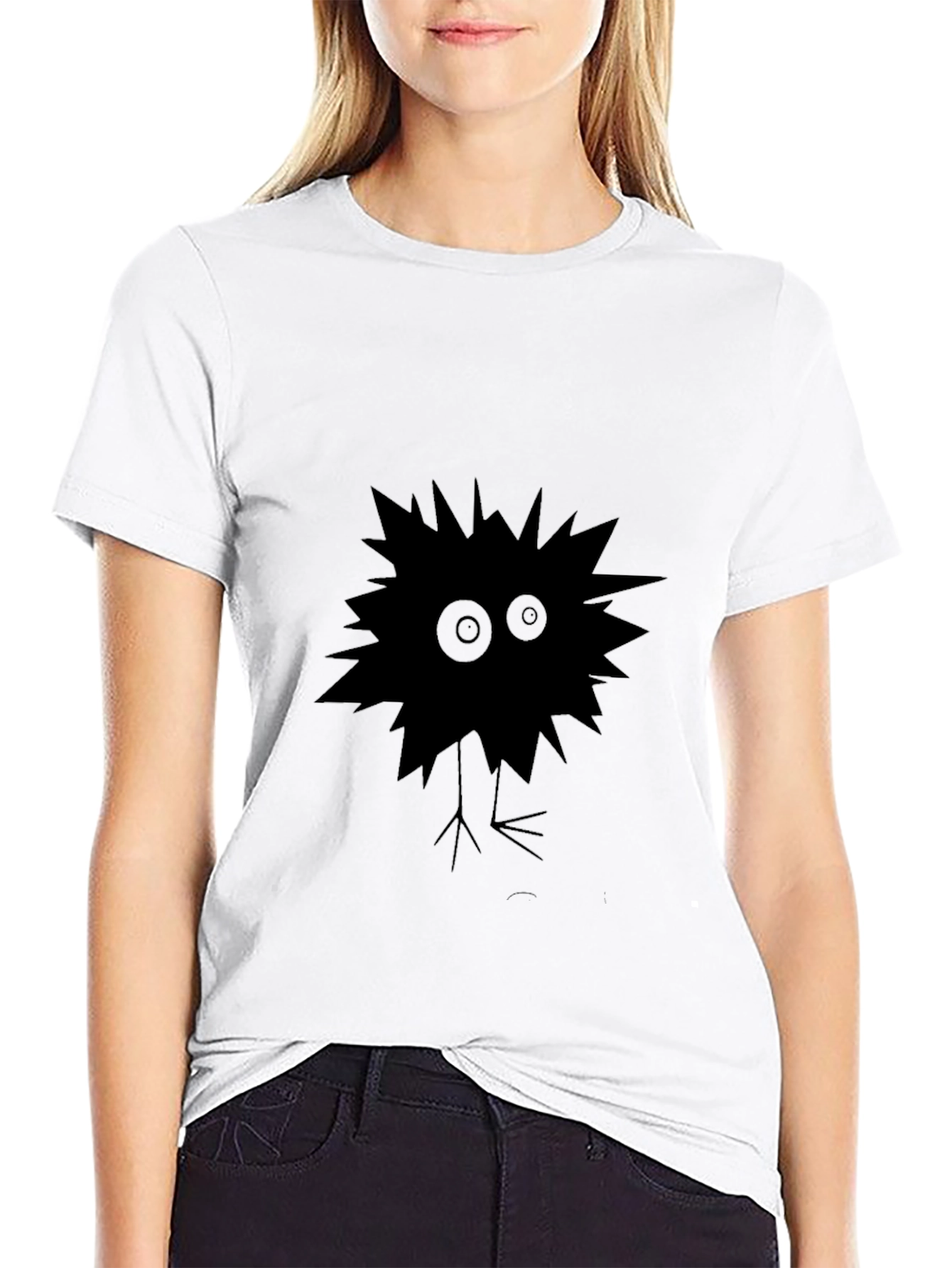 Mens Black T-Shirt with Quirky Creature Graphic