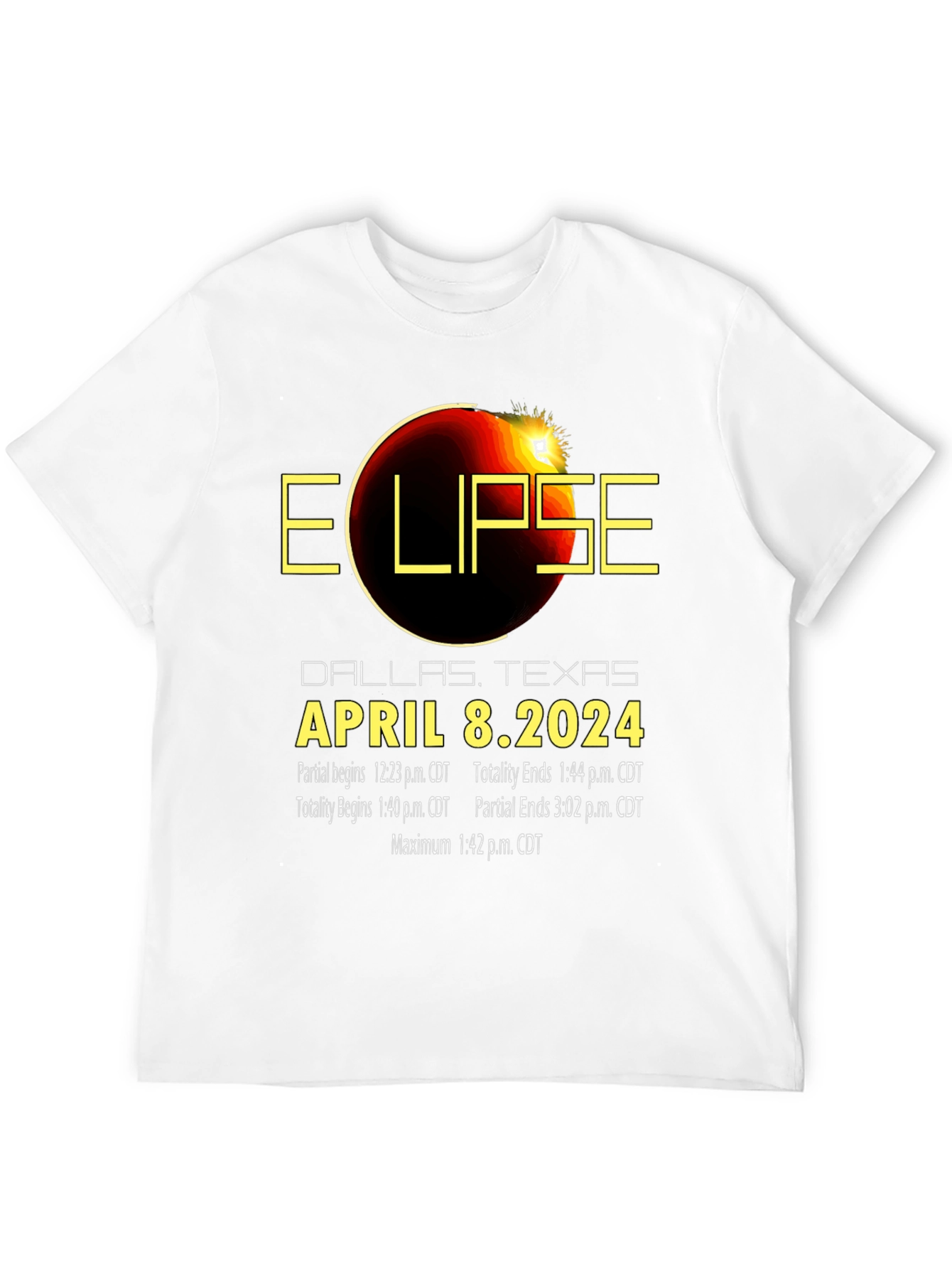 Total Solar Eclipse April 8 2024 Dallas Texas T-Shirt