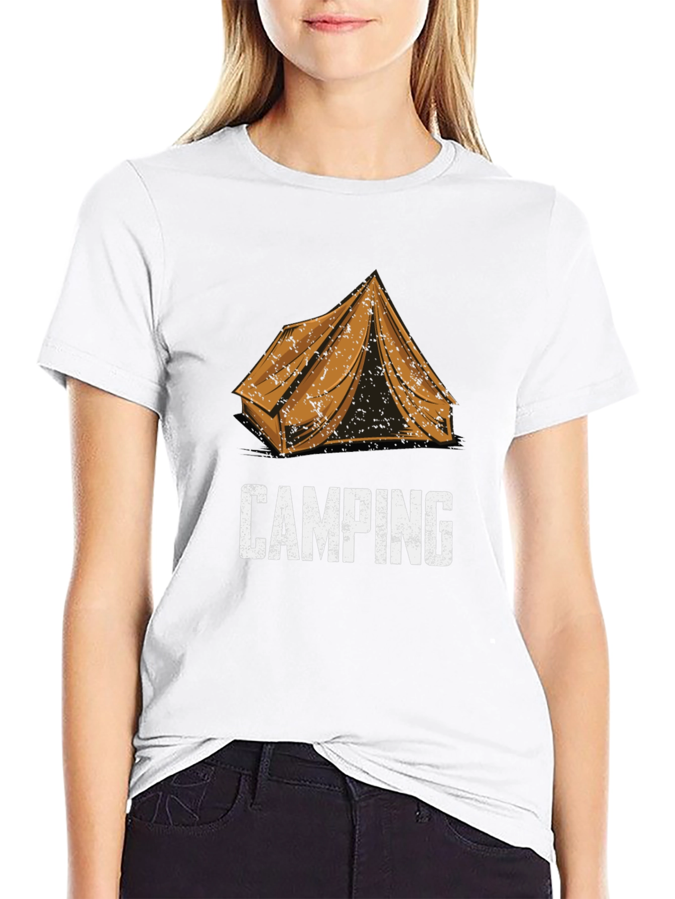 Camping Tent Graphic Black T-Shirt
