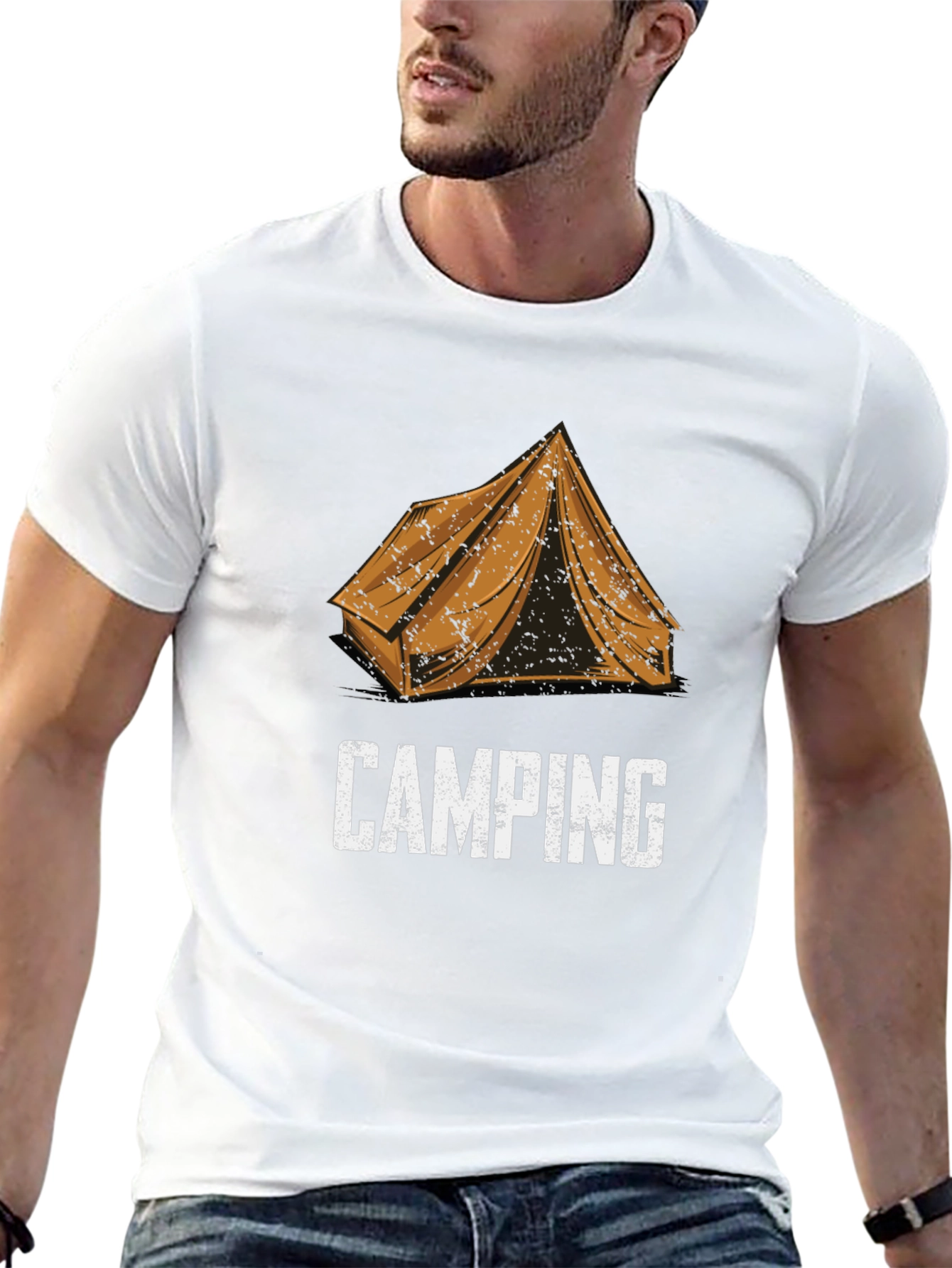 Camping Tent Graphic Black T-Shirt