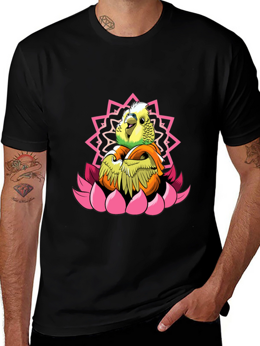 Zen Parrot T-Shirt - Lotus Meditation Bird Tee