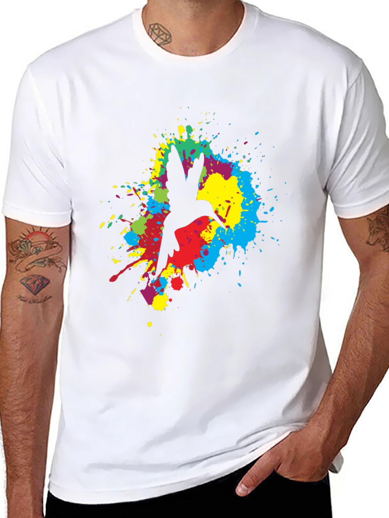 Hummingbird Splash Graphic Black T-Shirt