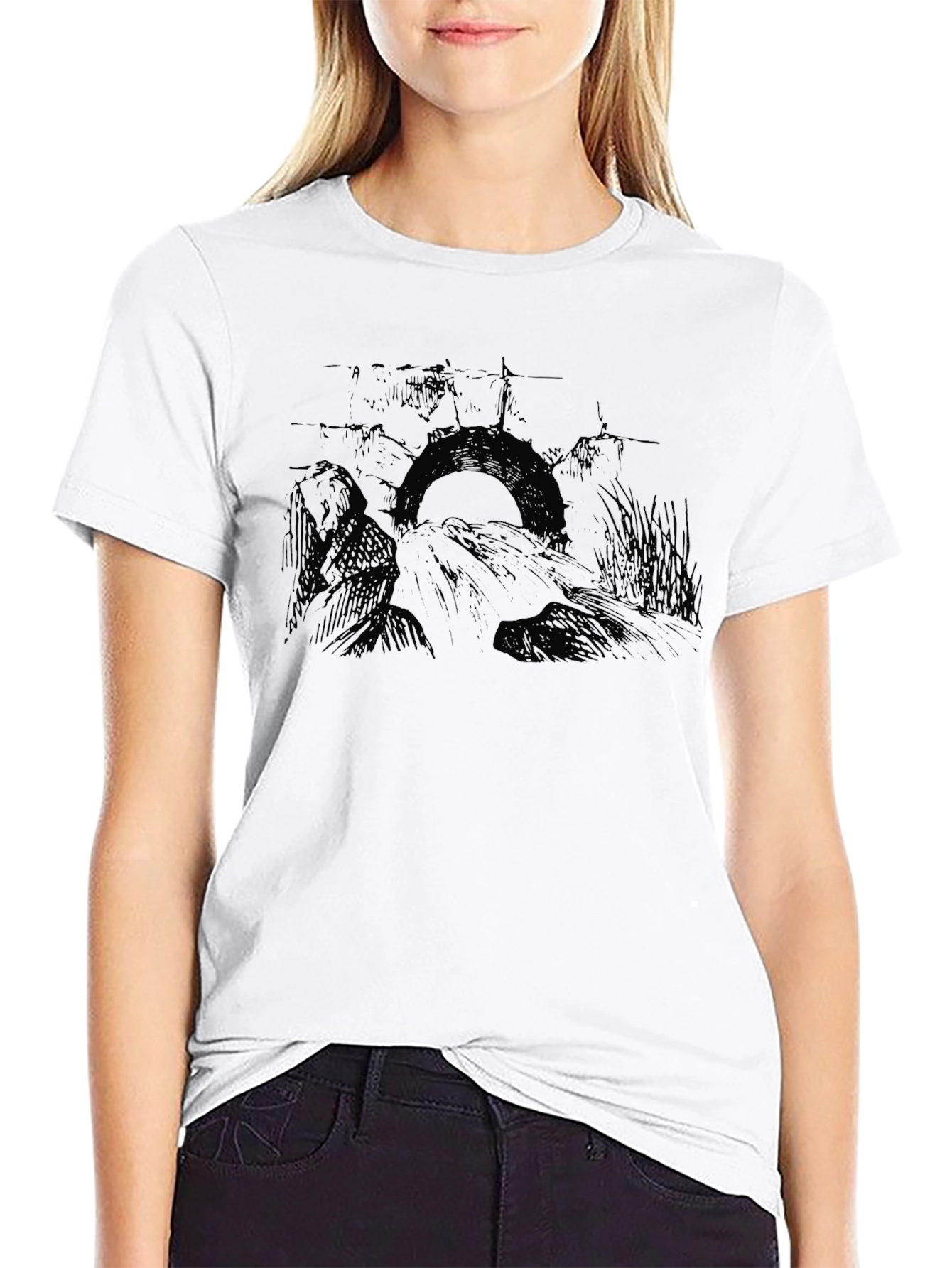 Mens Black Graphic T-Shirt - Tire Swing Design