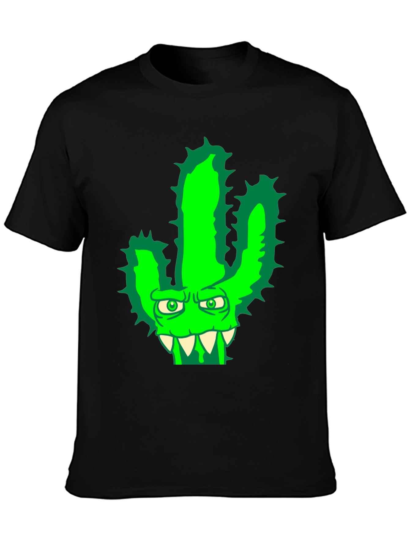Mens Cactus Monster Graphic T-Shirt - Black