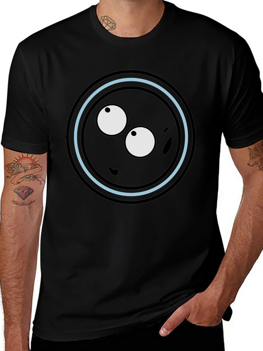 Black Funny Eye Circle Graphic T-Shirt