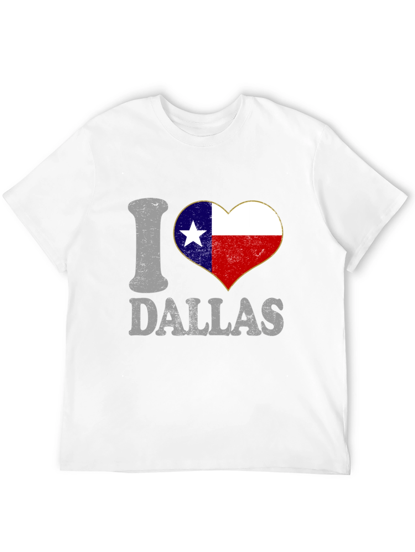 I Love Dallas Texas Flag Heart Graphic Tee