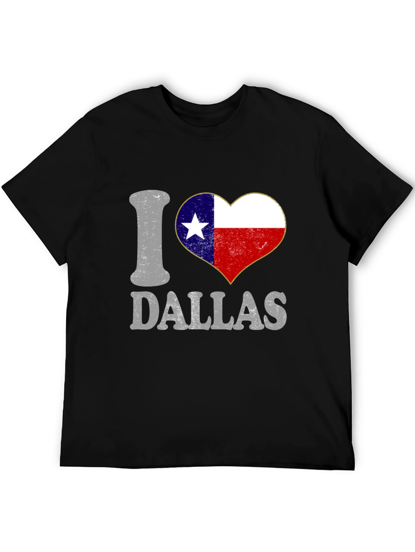 I Love Dallas Texas Flag Heart Graphic Tee