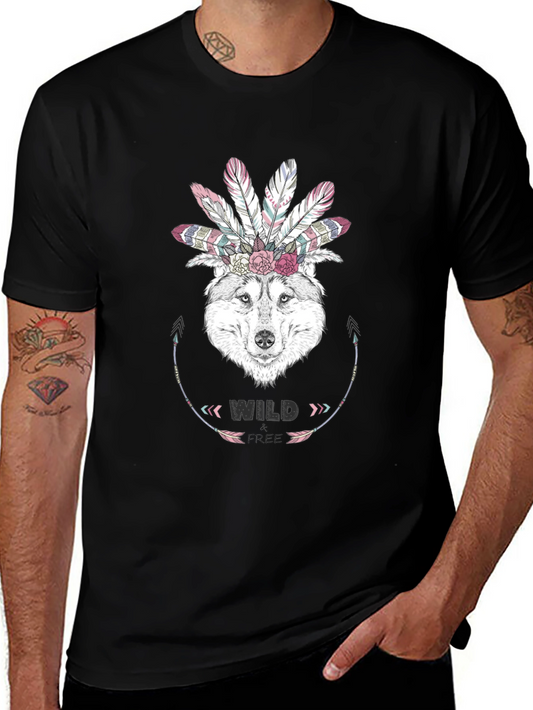 Wild Free Wolf Graphic Tee - Stylish Black T-Shirt