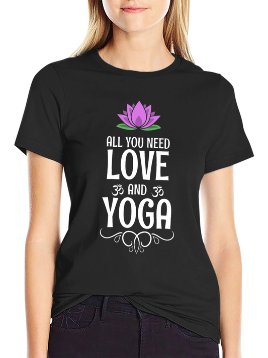 Yoga Lovers Black Cotton T-Shirt