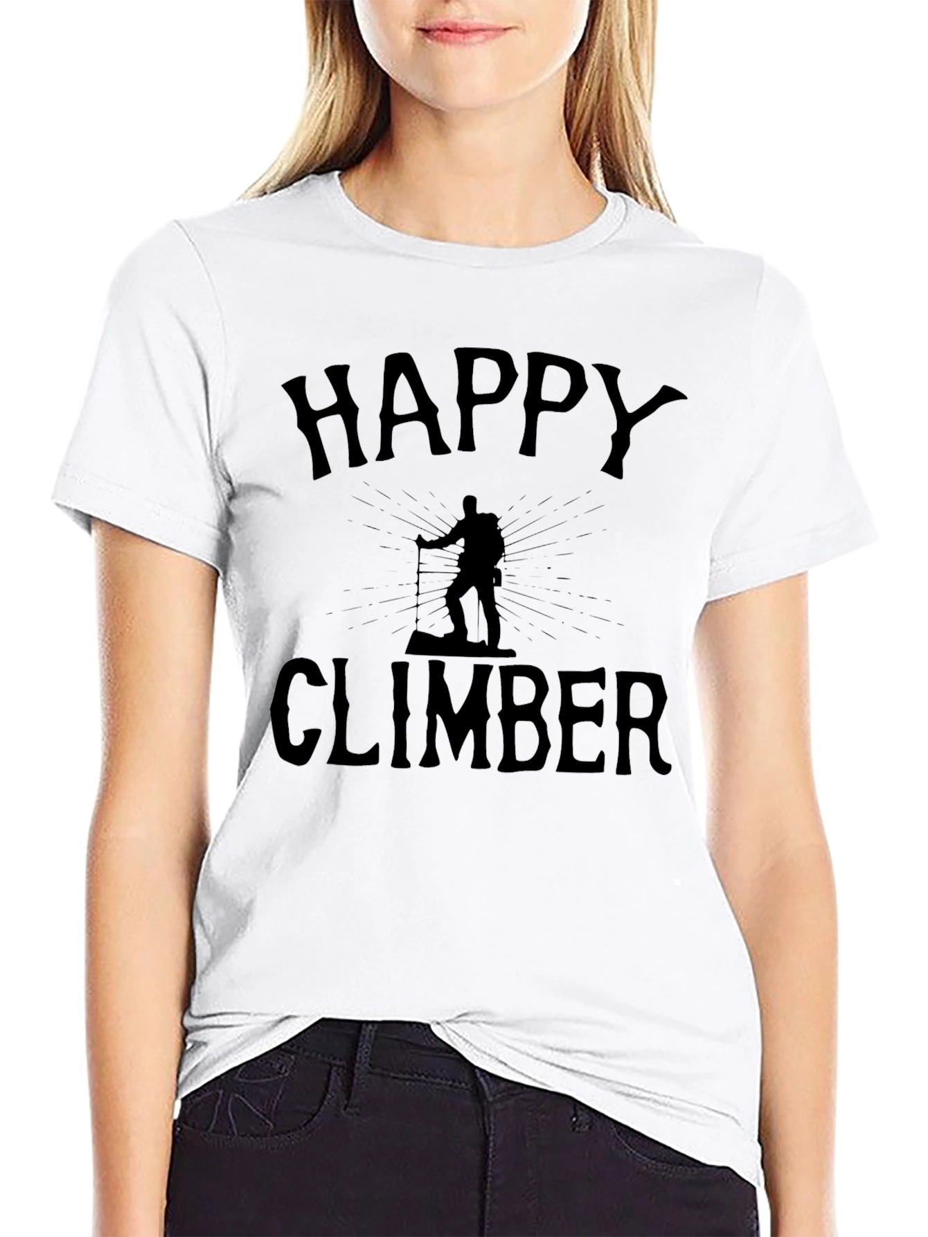 Happy Climber Graphic Tee - Black Cotton T-Shirt