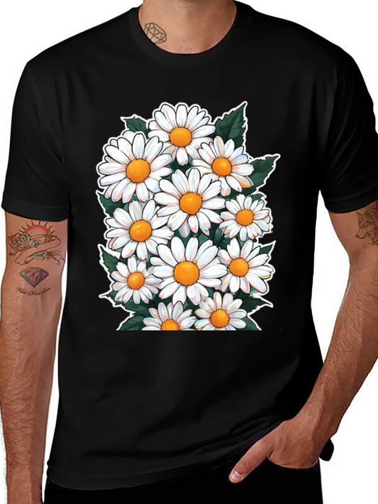 Daisy Flower Graphic T-Shirt - Floral Crew Neck Tee