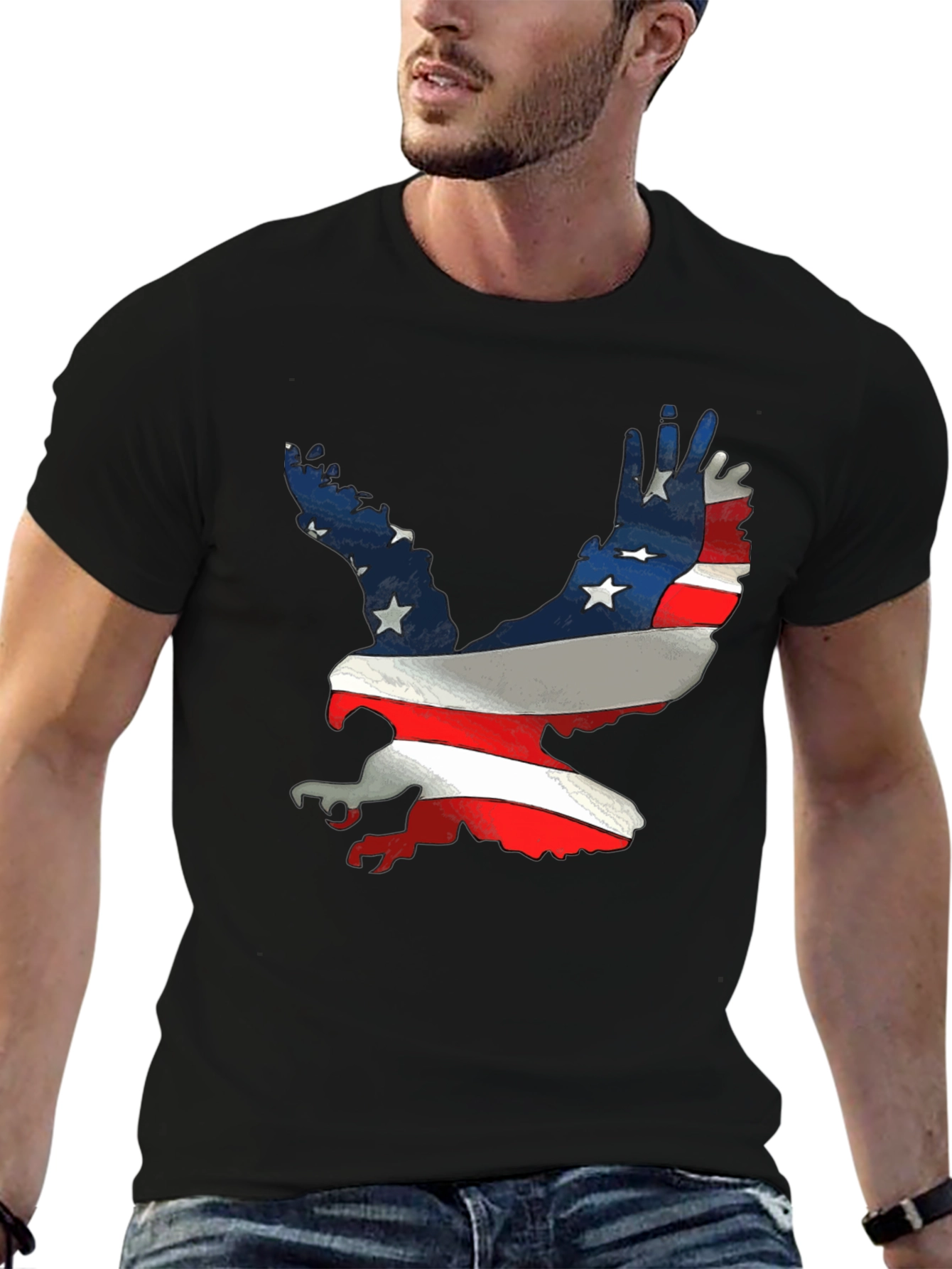 Patriotic Eagle T-Shirt - American Flag Design
