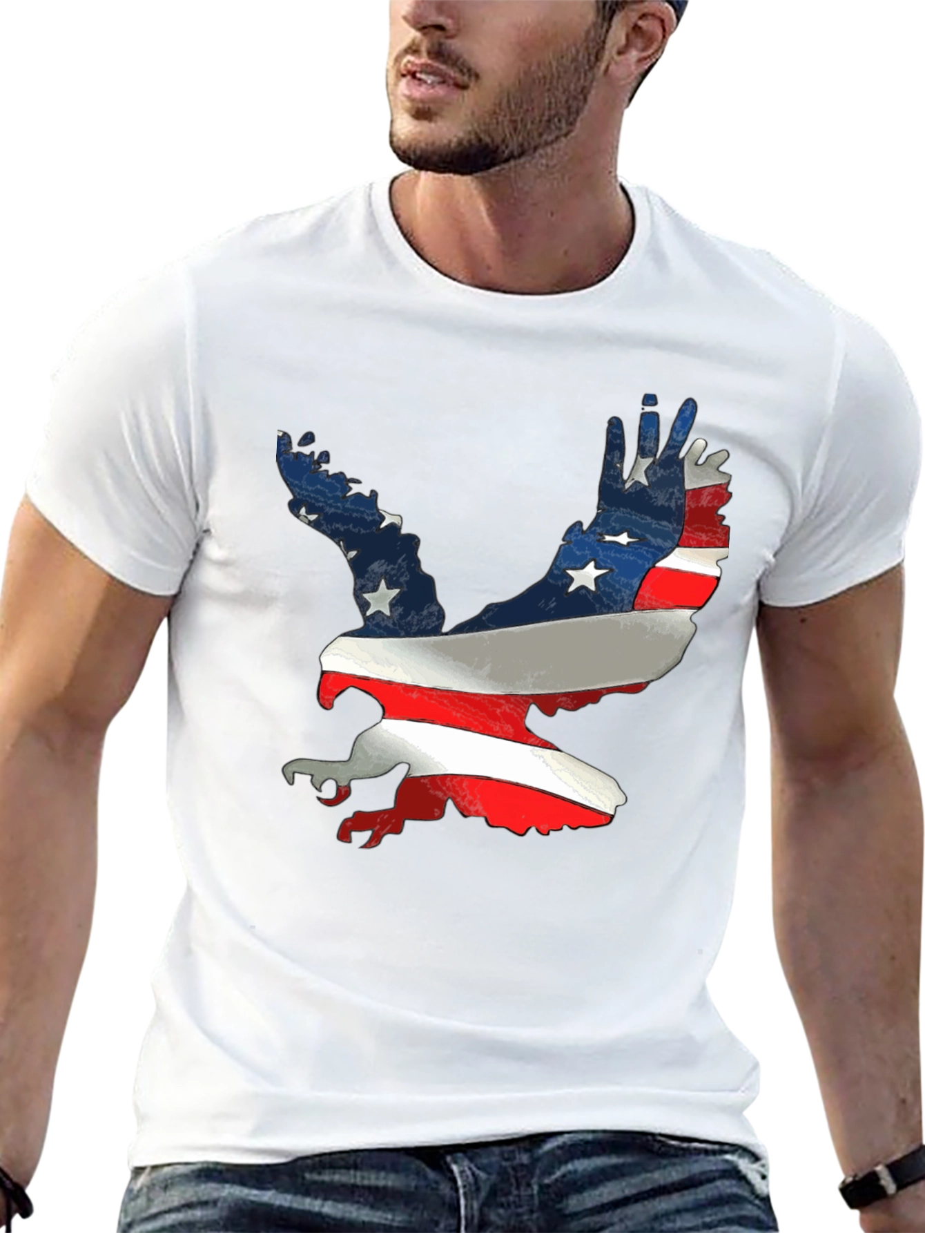 Patriotic Eagle T-Shirt - American Flag Design