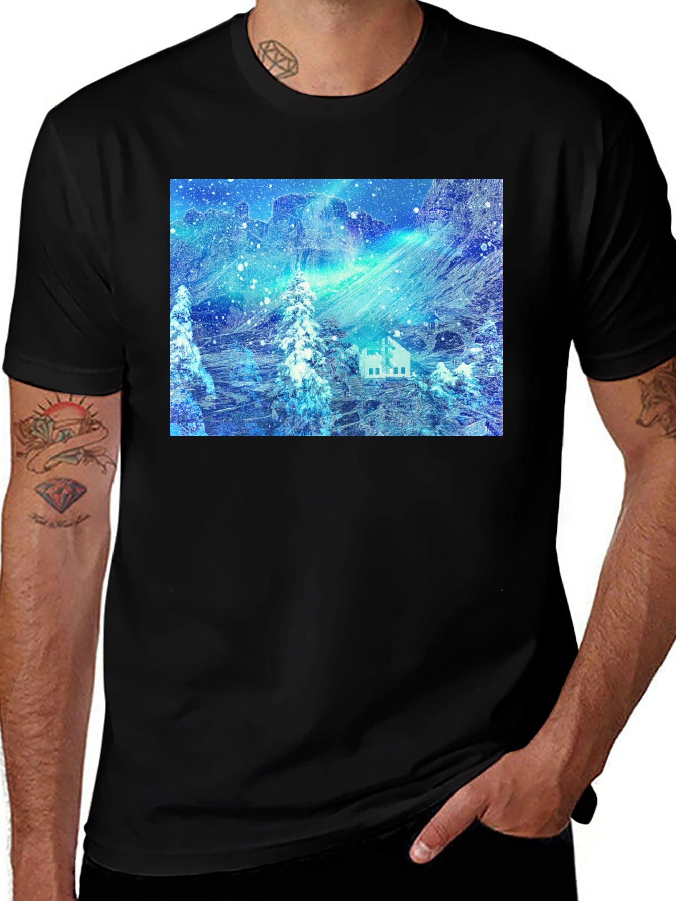 Winter Wonderland Tee: Snowy Mountain Cabin