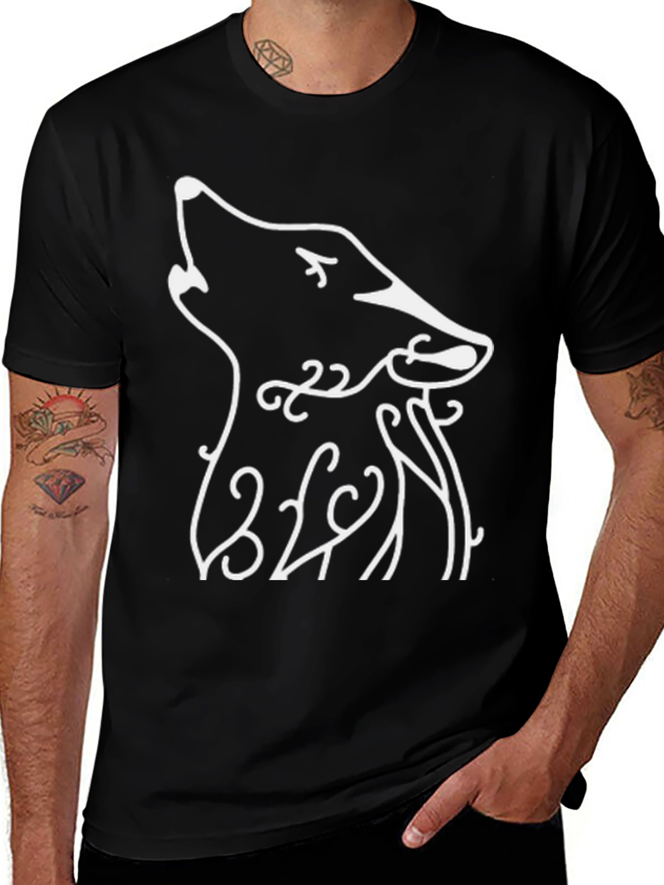 Howling Wolf Graphic Tee - Black