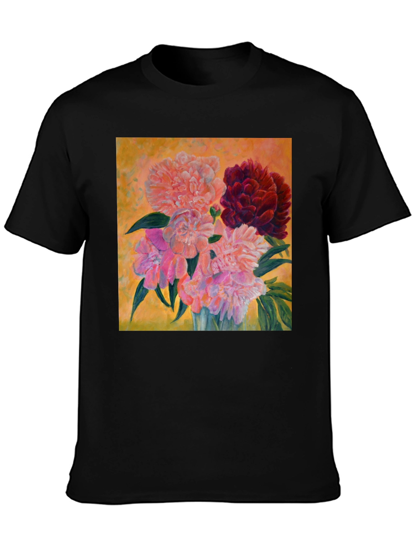 Floral Art T-Shirt - Unique Peony Design