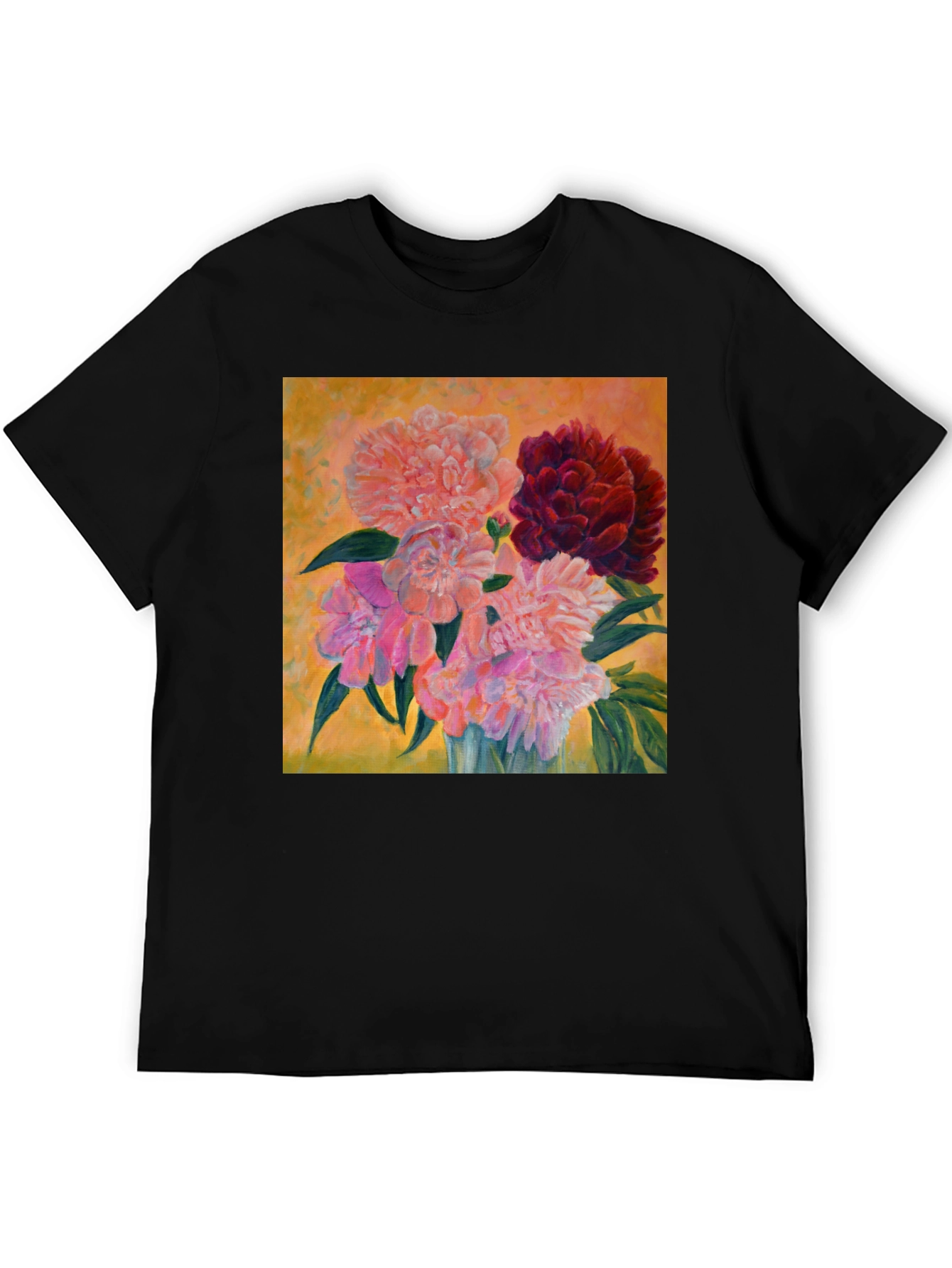 Floral Art T-Shirt - Unique Peony Design