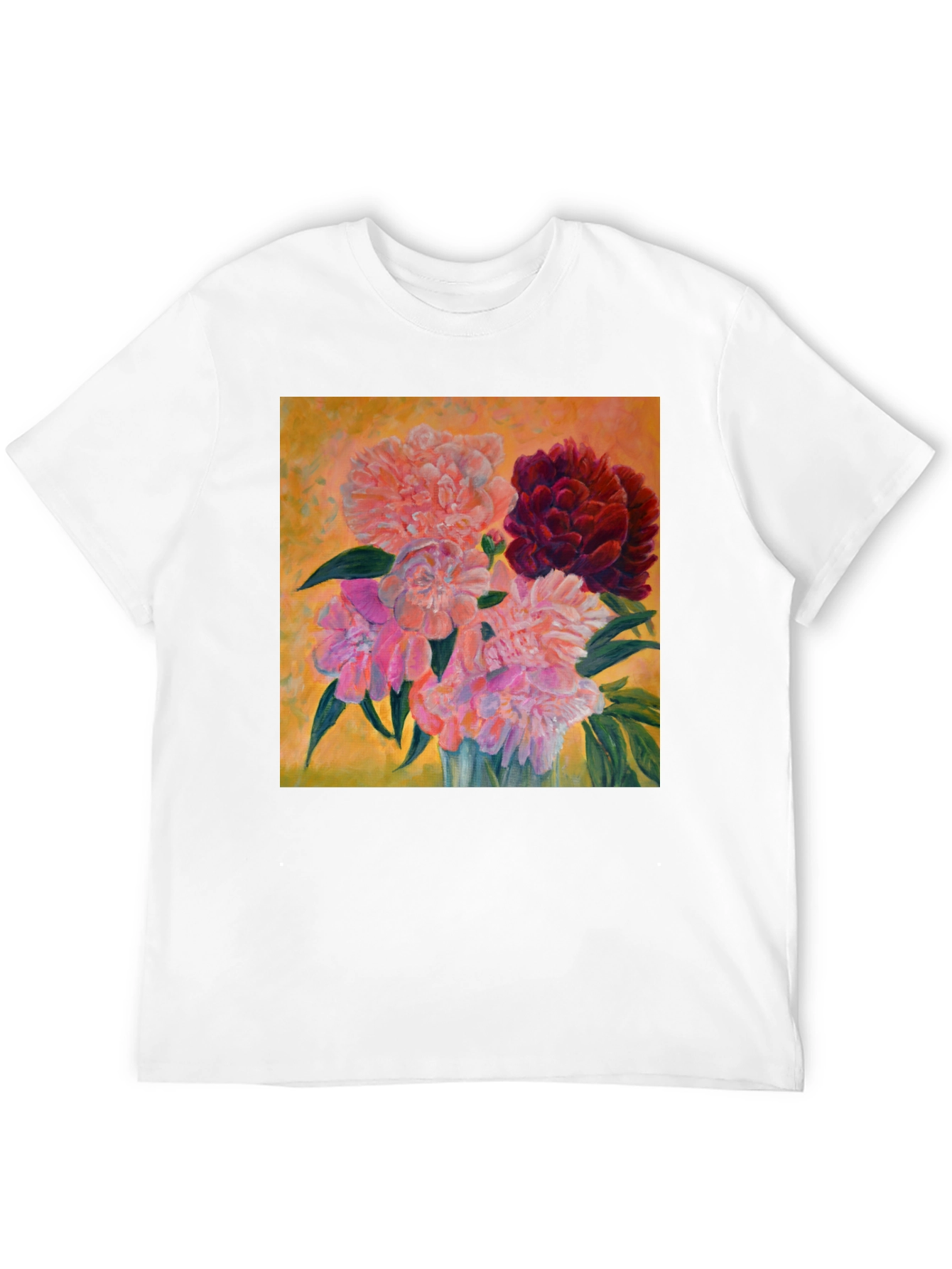 Floral Art T-Shirt - Unique Peony Design
