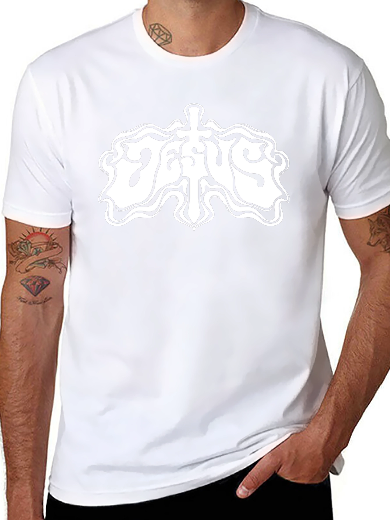 Jesus Graphic Print Black T-Shirt