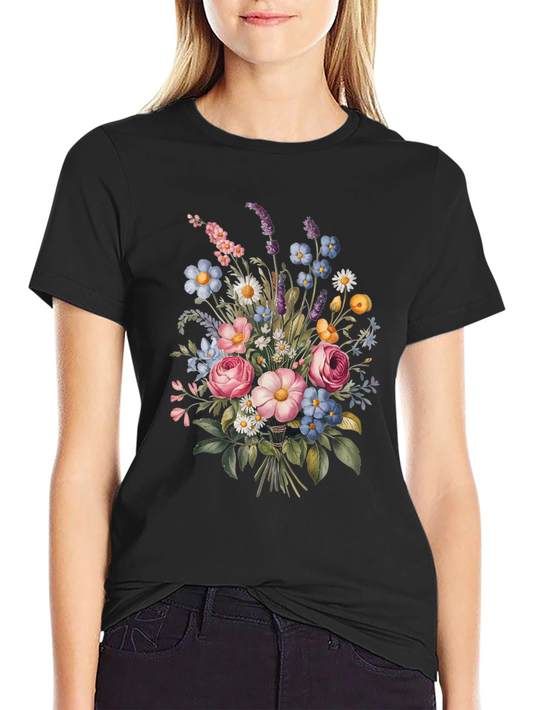 Floral Bouquet Black T-Shirt