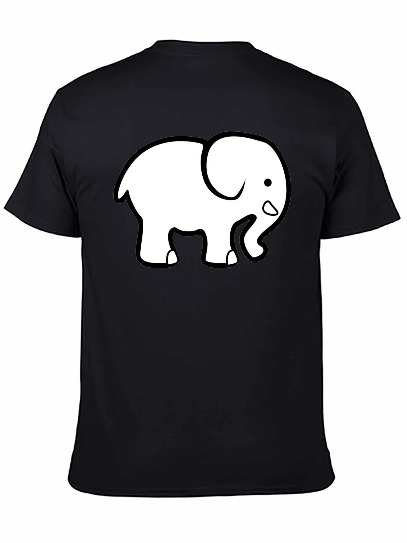Cute Elephant Graphic Tee - Black Cotton T-Shirt