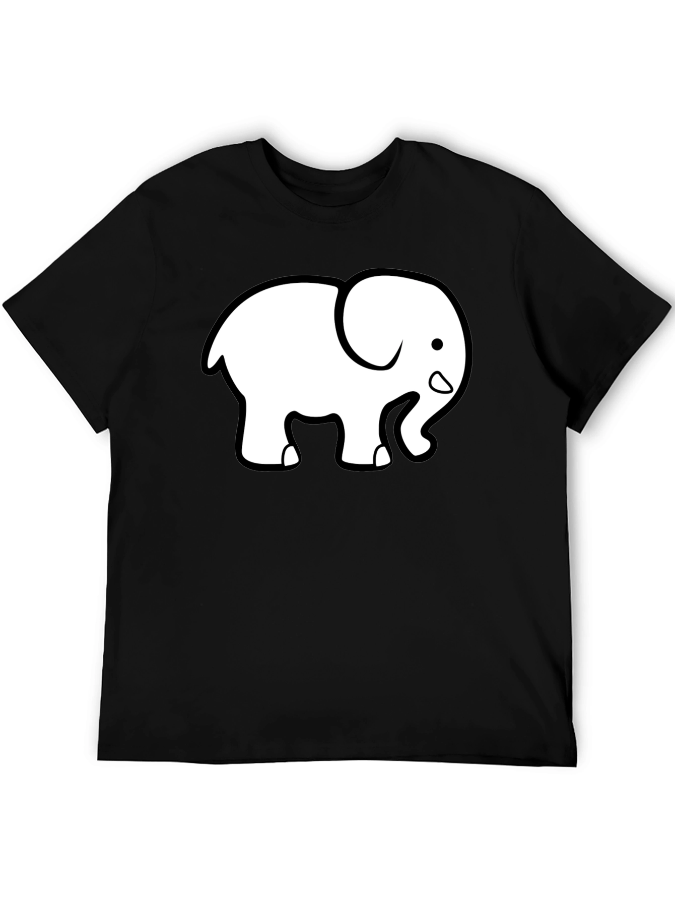 Cute Elephant Graphic Tee - Black Cotton T-Shirt