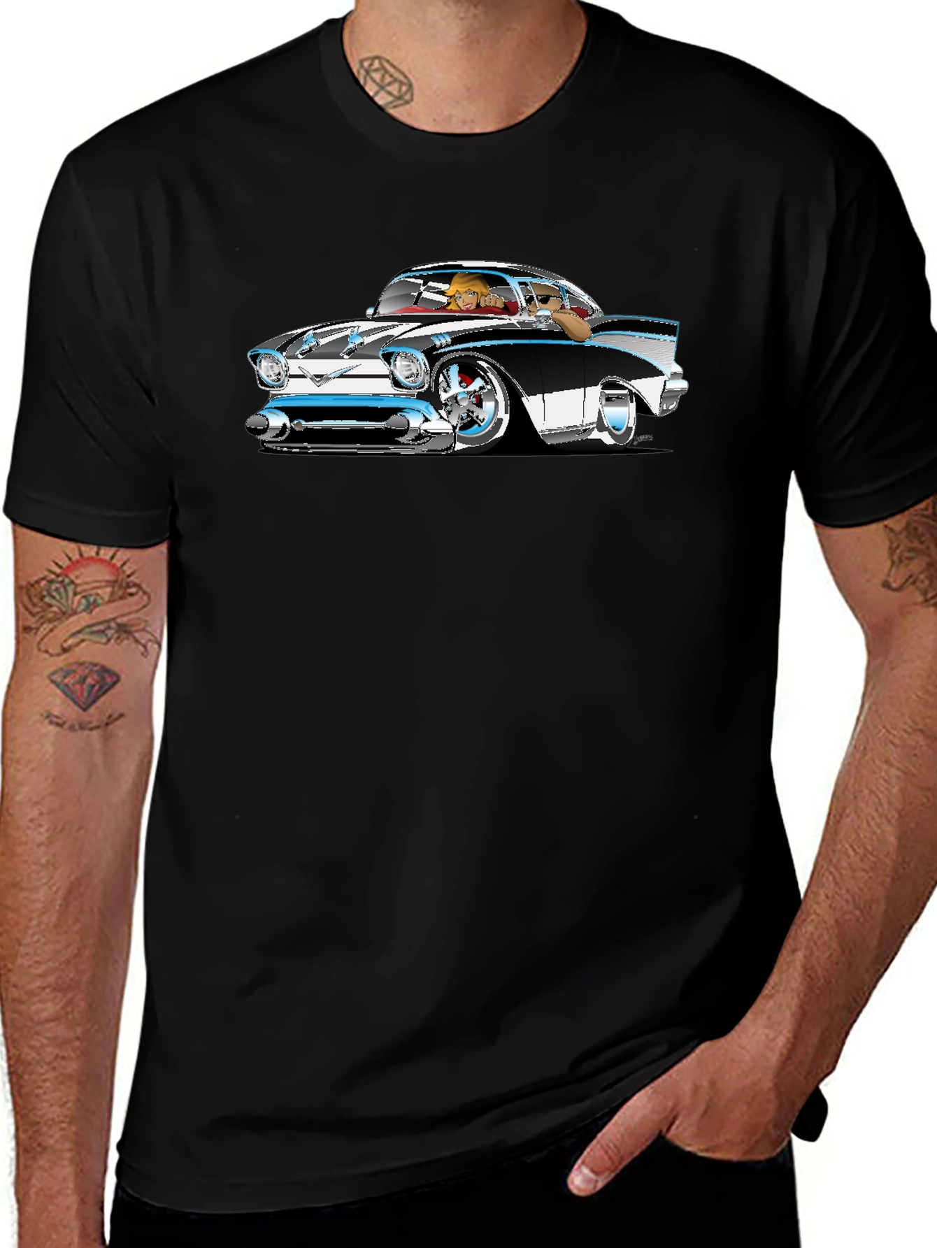 Classic Car Cartoon Graphic T-Shirt